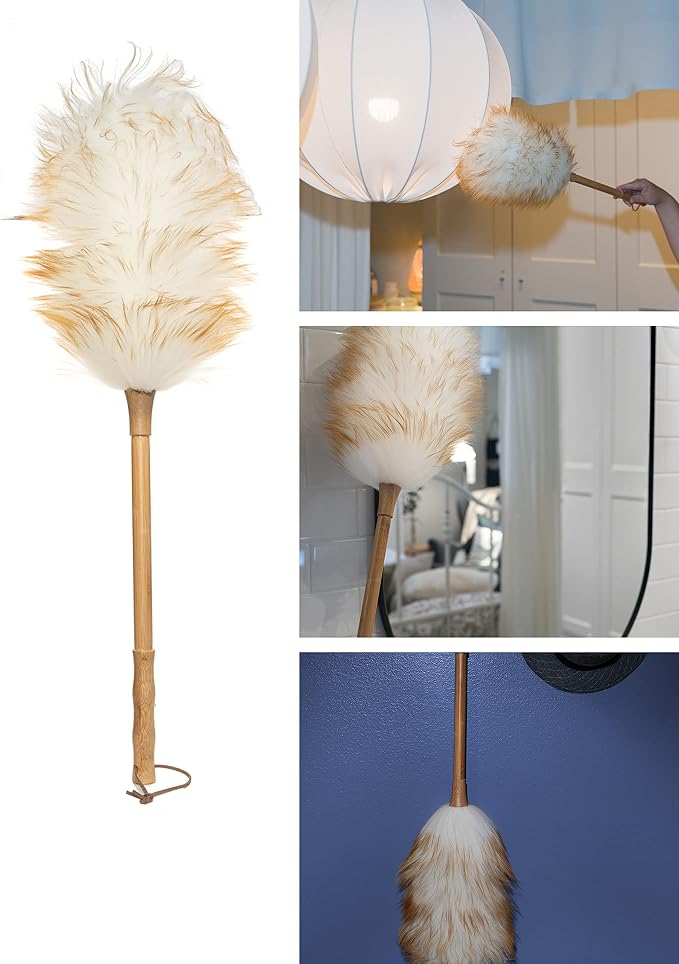 Avain Wool Duster with Wood Handle, Blinds Cleaner Purifier, Brush Cleaning Tool - Image 7