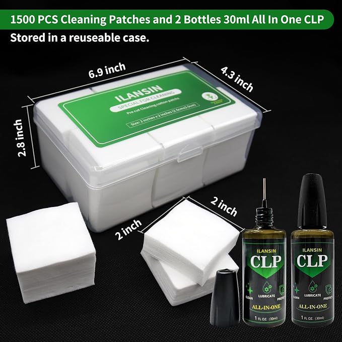 3000/1500PCS Gun Cleaning Patches+CLP Oil, Professional Wipes - Image 2