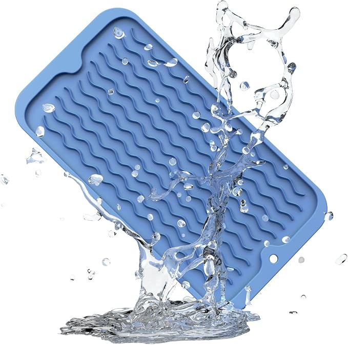 ZLR Silicone Dish Drying Mat for Kitchen Counter, Eco-Friendly Fast Dry Dish Mat by ZLR