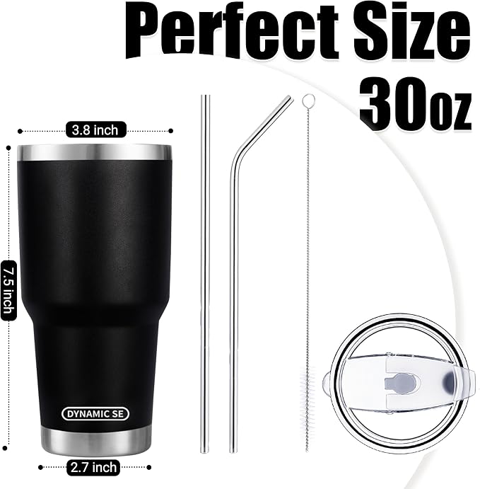 D·S 30 oz Black Tumbler Stainless Steel Double Wall Vacuum Insulated Mug - Image 2