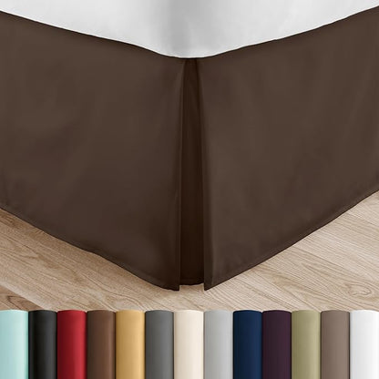 Linen Market Bed Skirt - Ultra Soft Microfiber - Easy Fit with 14 Inch Tailored Drop - Hotel Quality, Shrinkage & Fade Resistant - Bed Cover - Queen Bed Set - Bedroom Décor - (Queen, Chocolate)