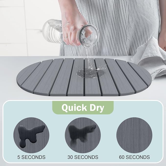 Stone Dish Drying Mat for Kitchen Counter, Versatile Stone Drying Mats for Cups - Image 2