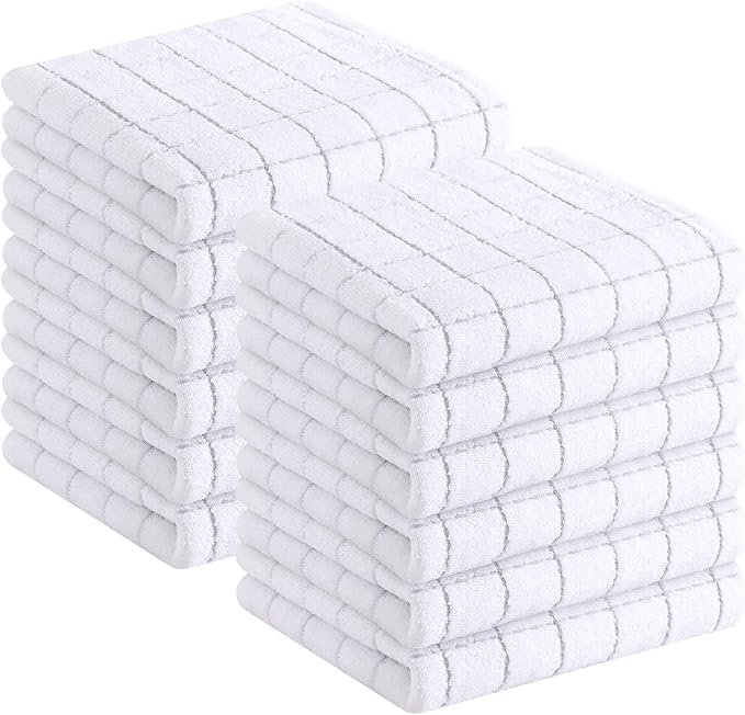 Homaxy 100% Cotton Terry Kitchen Towels, Checkered Designed, Soft and Super by Homaxy