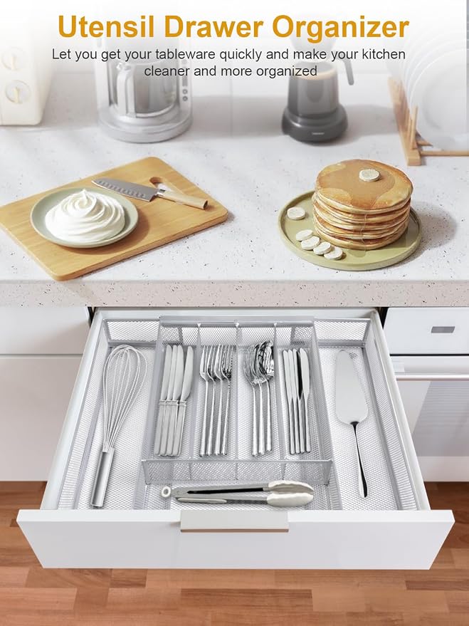 Silverware Organizer Metal Mesh, Drawer Organizer, Utensil Cutlery Tray - Image 4