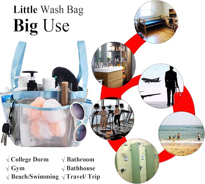 Haundry Mesh Shower Caddy Tote, Large College Dorm Bathroom Caddy Organizer - Image 7