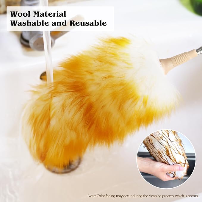 Lambswool Extendable Duster, 32-98 Inch Anti-Static Flexible Head Stainless - Image 4