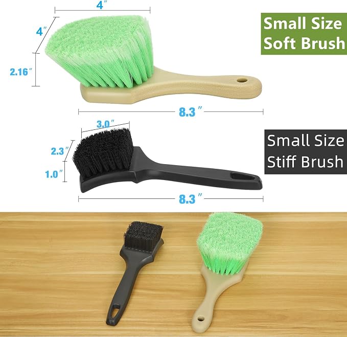 Wheel Rim & Tire Brush Set, Soft & Stiff Bristle Wash Cleaning Supplies Kit - Image 2