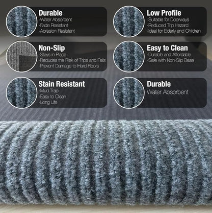 sigun Modern Non-Slip Hallway Runner Rug – Washable, Stain-Resistant & Custom Size – Durable Indoor/Outdoor Carpet for Entryway, Kitchen, Porch, Balcony, Patio & Garage – High-Tra | Dark Gray - 2 x 16