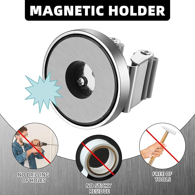 4 Pcs Magnetic Mop Broom Holder Movable Magnetic Broom Holder Rack, Anti Slip - Image 4