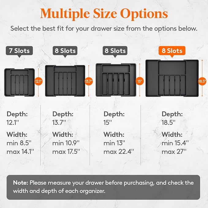 Lifewit Silverware Drawer Organizer, Expandable from 15.4 to 27 inches - Image 2