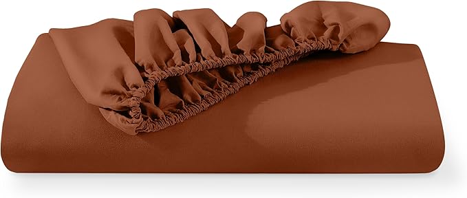 Bare Home Fitted Bottom Sheet Twin Size - Premium 1800 Microfiber - Ultra-Soft Hotel Luxury - Deep Pocket - Durable and Long Lasting (Twin, Terracotta)