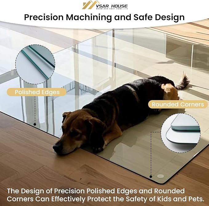55"x46" Tempered Glass Chair Mat, Heavy Duty Glass Office Floor Mat - Image 4