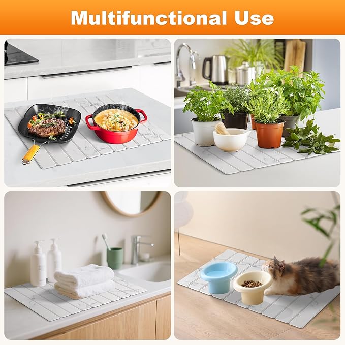 Large Stone Dish Drying Mat, Collapsible Stone Drying Mat - Image 6