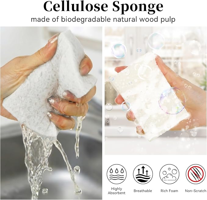 6 Pcs Kitchen Sponges for Dishes Cleaning, Non Scratch for Non Stick Cookware - Image 3
