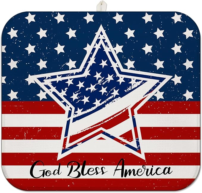 4th of July Dish Drying Mat for Kitchen Counter, Independence Day Stars by Unknown