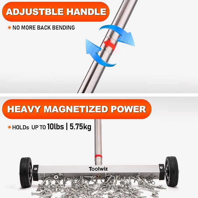 Toolwiz Magnetic Pick Up Sweeper 15-inch Heavy Duty Magnet Pickup Lawn Sweeper - Image 5