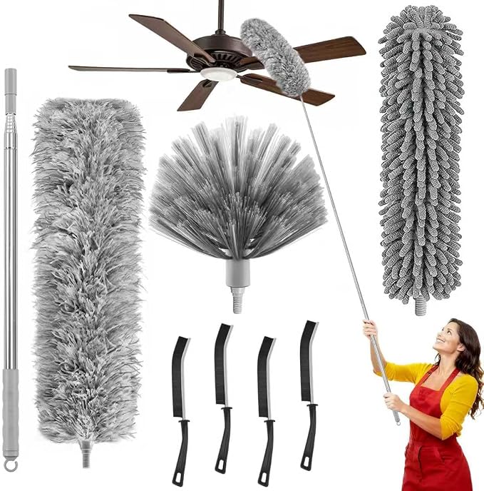 100-inch Duster with Extension Pole, 8-in-1 Cobweb Duster Kit Includes Chenille by Unknown
