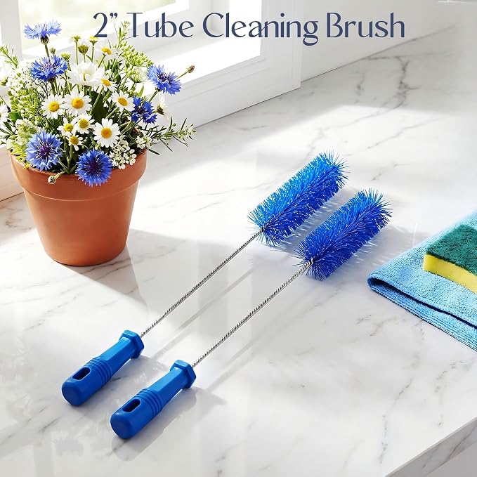 Baderke 2 Pieces Drain Brush Pipe Cleaning Blue Tube Brushes 19.7 Inch Plastic - Image 4