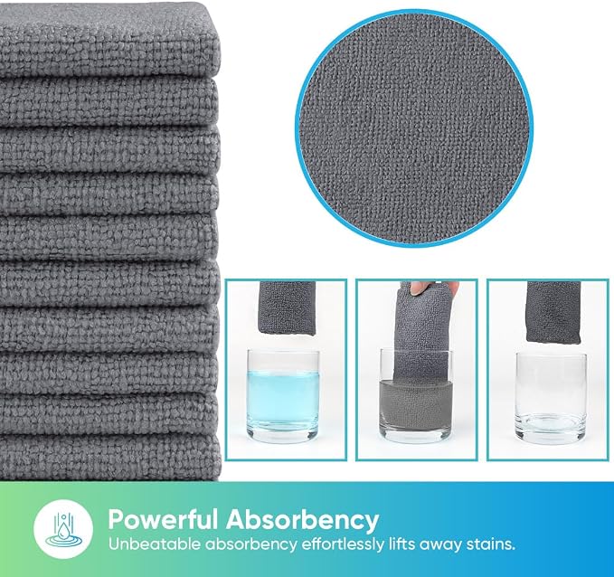 HOMEXCEL Grey Microfiber Cleaning Cloths, 20 Pack Cleaning Rags - Image 3