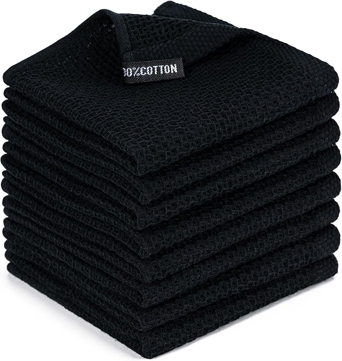 BOOMIBOO 8-Pack Kitchen Dish Cloths, 100% Cotton Waffle Weave, Ultra Soft by BOOMIBOO