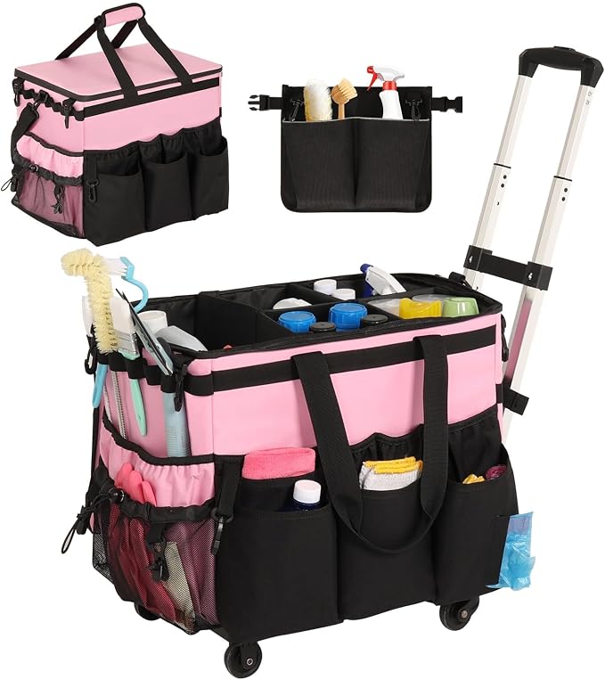 Rolling Cleaning Caddy, Cleaning Supplies Organizer by OUDUCK