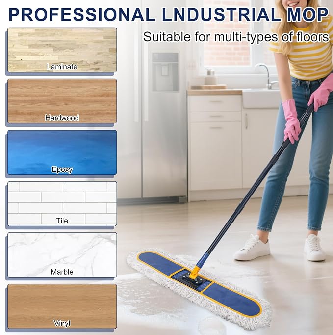 36" Commercial Dust Mop Replacement Heads, 2 Pack Reusable Industrial Dust Mop - Image 6