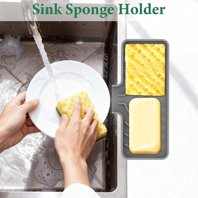 GUUKIN Sponge Holder for Kitchen Sink, Sink Caddy and Soap Tray | 10x5 inch - Image 3