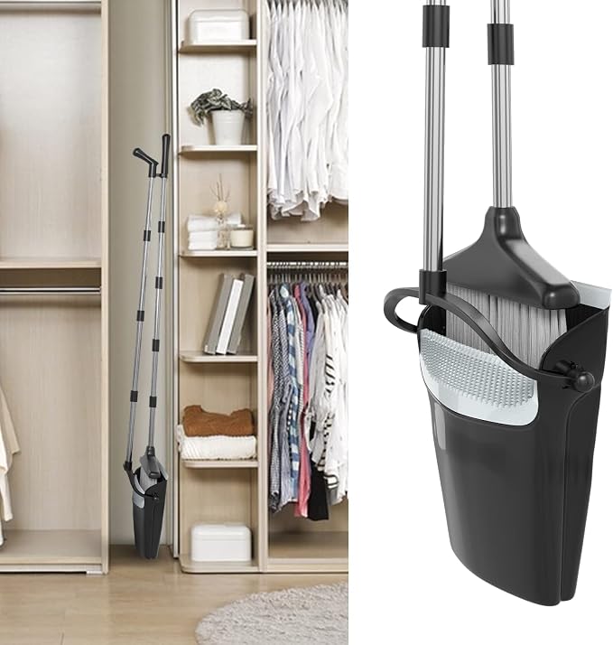 Broom with Dustpan Combo Set 54" Long Handle Angle Broom and Dust Pan - Image 7