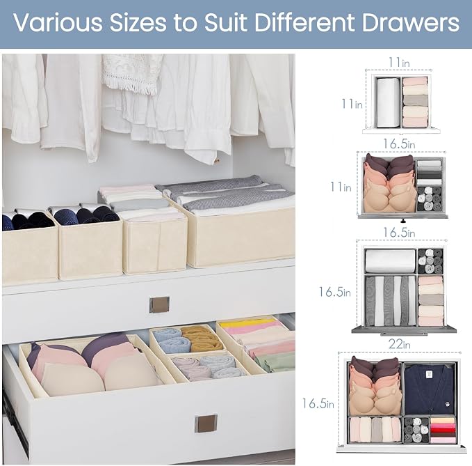 Criusia Drawer Organizer Clothes, 16 Pack Underwear Drawer Organizers, Foldable - Image 6