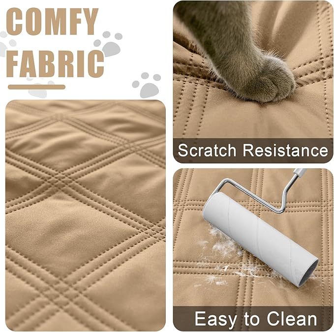 Smiry Waterproof Dog Bed Cover Blanket 40x80, Soft Reversible Pet Blanket, Washable Leakproof Cats Dogs Couch Cover for Sofa, Couch, Furniture, Lattice, Camel/Beige