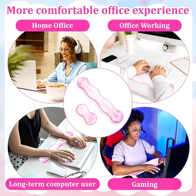 Ergonomic Gel Wrist Rest Set Anti Slip Silicone Keyboard and Mouse Pad Clear - Image 7