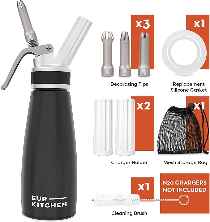EurKitchen Professional Aluminum Whipped Cream Dispenser - Image 2