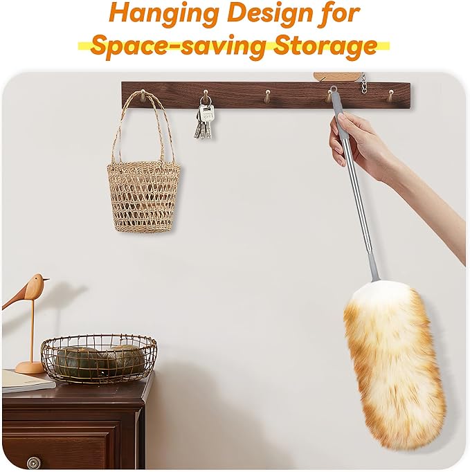 Lambswool Duster with Extension Pole up to 88.58 in, Natural Feather Dusters - Image 5