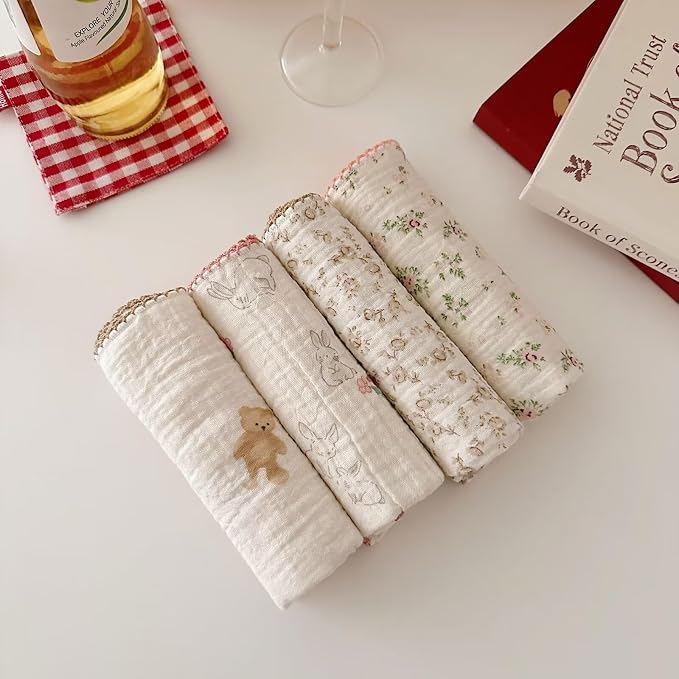 BuLuTu 4 Pack Sweet Floral Kitchen Dishcloths Dish Towels Reusable Cleaning - Image 2