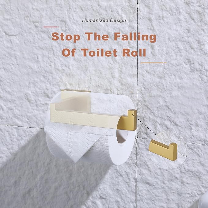 TASTOS Toilet Paper Holder Brushed Gold, Toilet Tissue Roll Holders Dispenser - Image 4