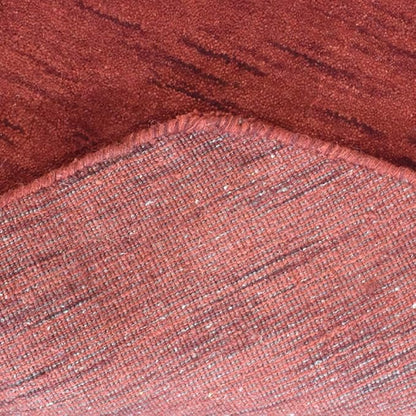 Hand Knotted Loom Wool ECO-Friendly Area Rugs - 6'x6', Octagon, Red Color, Solid Plain Design, High Pile Thick Handmade Anti Skid Area Rugs for Living Room, Bed Room (L00111)