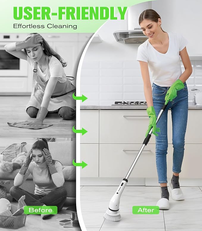 Electric Spin Scrubber for Cleaning, Cordless Waterproof Bathroom Shower Brushes - Image 4