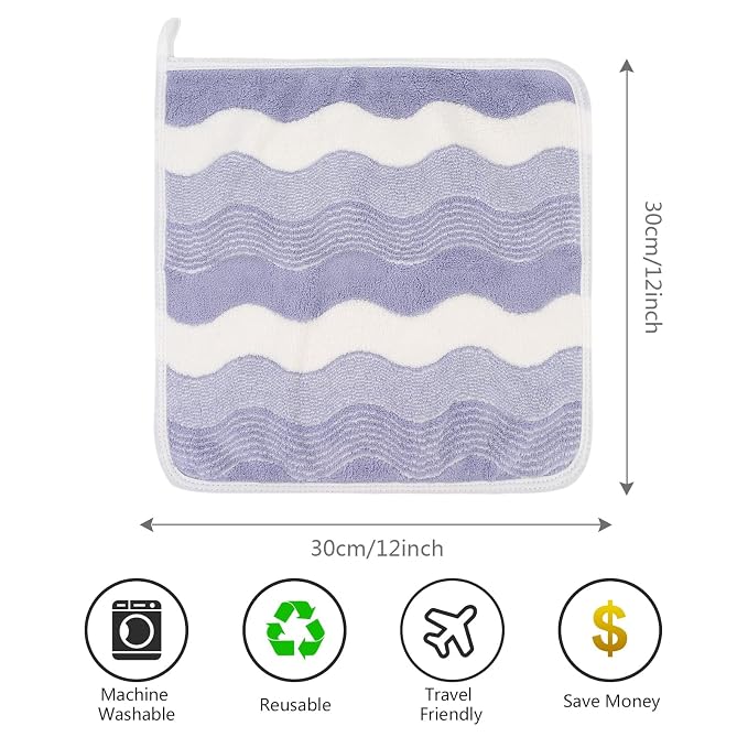 SINLAND Absorbent Coral Velvet Washcloth Ultra Soft Microfiber Face Towels 12 x - Image 2