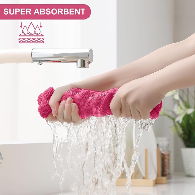 Homaxy 100% Cotton Kitchen Towels and Dishcloths Set, 12 x 12 Inches and 13 x - Image 3
