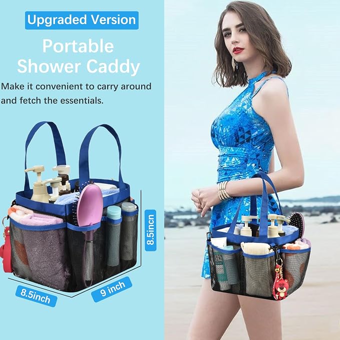 Haundry Mesh Shower Caddy Tote, Large College Dorm Bathroom Caddy Organizer - Image 3