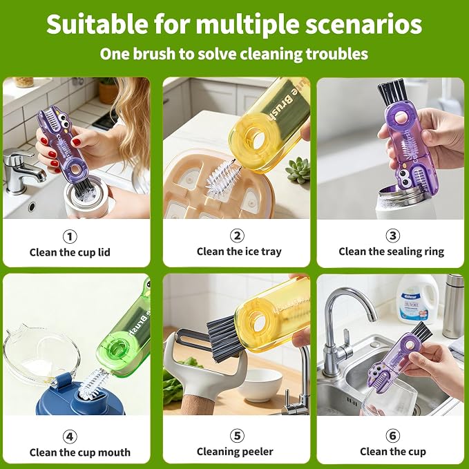 3 in 1 Cup Lid Gap Cleaning Brush Set, Cup Lid Gap Bottle Cleaner Home Kitchen - Image 7