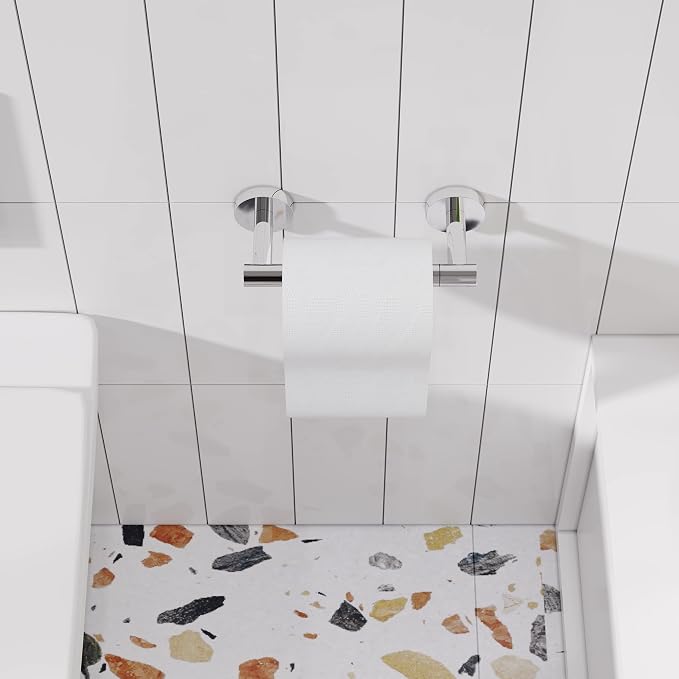 Toilet Paper Holder Chrome SUS304 Stainless Steel Double Post Pivoting Polish - Image 2