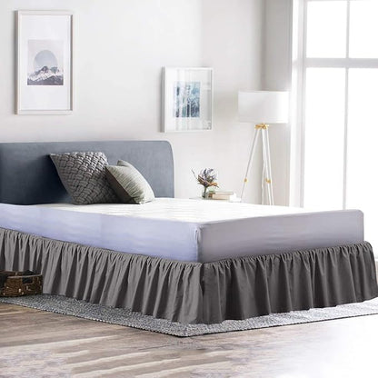 Ruffled Bed Skirt (King, Dark Grey) 18 Inch Drop Dust Ruffle with Platform, 100% Cotton 600 Thread Count Fabric, Gathered Styling, Available in All Bed Sizes and 23 Colors - Bedskirt
