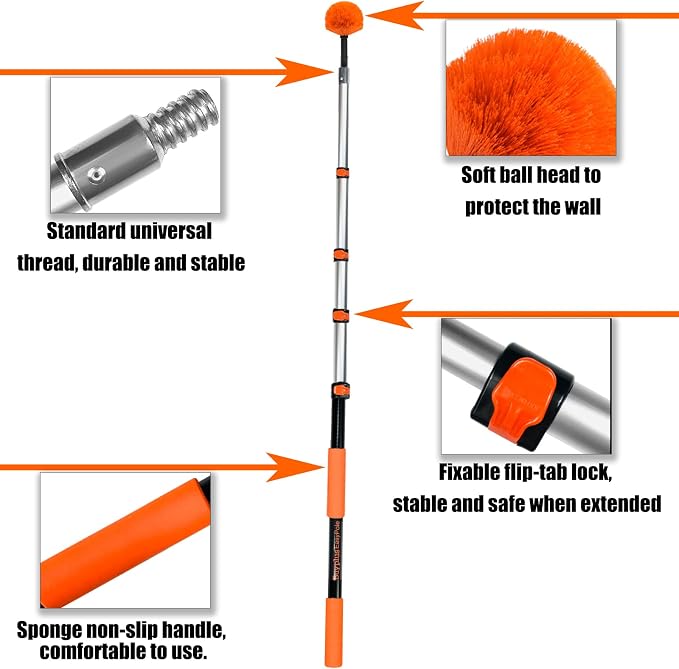 Buyplus 26FT Reach Cobweb Duster, Outdoor Spider Web Cleaner Brush - Image 4