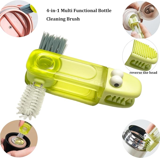 3Pcs 4-in-1 Bottle Cleaning Brush Set, Cup Lid Cleaner and 3pcs Tube Brush Kit - Image 3