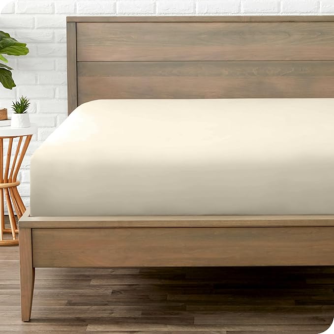 Bare Home Fitted Bottom Sheet Twin XL Size - Premium 1800 Microfiber - Ultra-Soft Hotel Luxury - Deep Pocket - Durable and Long Lasting (Twin XL, Sand)