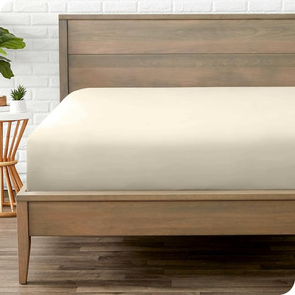 Bare Home Fitted Bottom Sheet Twin XL Size - Premium 1800 Microfiber - Ultra-Soft Hotel Luxury - Deep Pocket - Durable and Long Lasting (Twin XL, Sand)