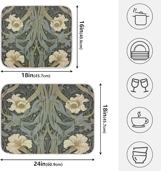 William Morris Flowers Print Dish Drying Mat - Image 2