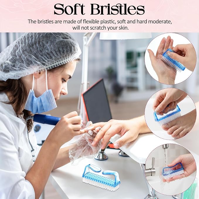EBOOT 4 Pieces Handle Plastic Nail Brush Nail Hand Scrubbing Cleaning Brush - Image 3