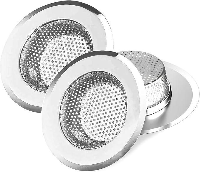 3pcs Heavy Duty Stainless Steel Slop Basket Filter Trap, 4.5" Top / 2.95" Mesh by ArtioHipo